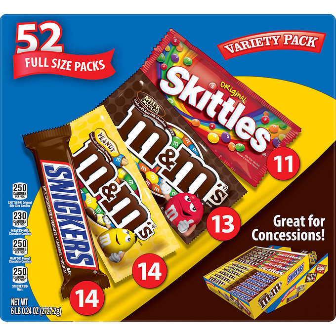 Mars Variety Pack Snickers M&M Skittles, 52ct