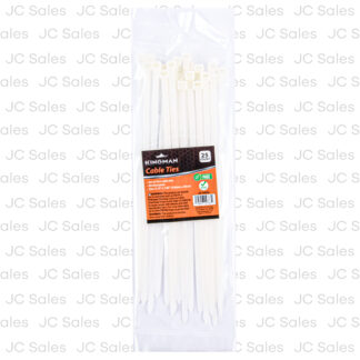 Kingman Cable Tie 0.19" X 7.85" White 25Pcs