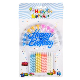 Candles "Happy Birthday" W/Holders Asst Color
