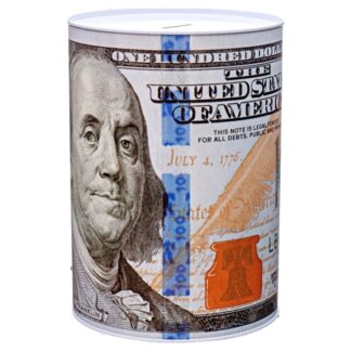 Coin Bank Tin Us $100 New Bill 6" X 8.5" #23640A