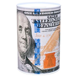 Coin Bank Metal 3.5" X 6" Us $100 New Bill #23642A