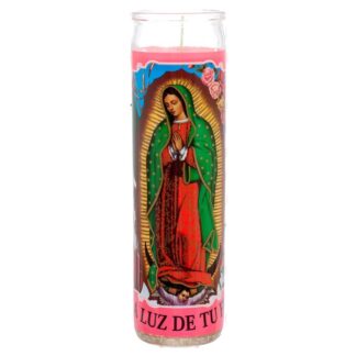 Veladora Religious Candle Virgen De Guadalupe Pink