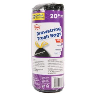 Drawstring Trash Bag 39 Gal 20Ct