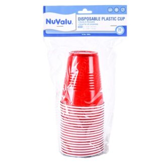 Nuvalu Plastic Disposable Red Cups 20Pcs 300Ml
