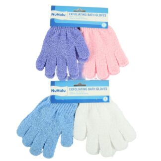 Nuvalu Bath Gloves 4Pcs 7.5" W/Asst Clrs