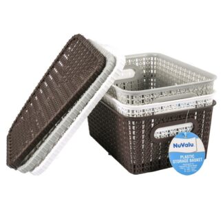 Nuvalu Plastic Storage Basket W/Lid Rect 9.6"X7.1"X4.1" 151G W/ Asst Clr