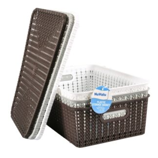 Nuvalu Plastic Storage Basket W/ Lid Rect 14"X9.6"X4.5" 308G W/Asst Clrs