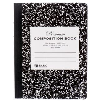 Bazic Composition Book Premium Black Marble W/R 100 Ct