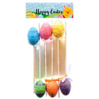 He Easter Eggs 6Pc W/Stick