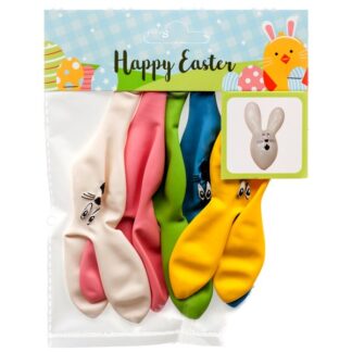 He Easter Balloons Rabbit Face W/Minxed Clrs