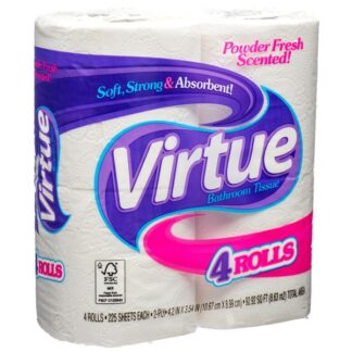 Virtue Bath Tissue Toilet Paper 4Pk 225Ct Powder Scent