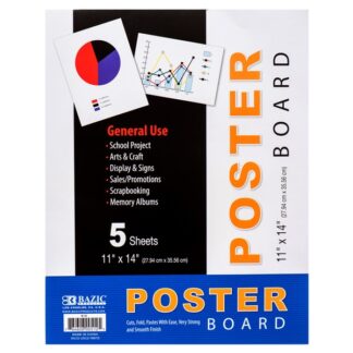 Bazic Poster Board 11" X 14" White Color 5 Sheets