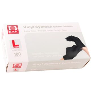 Medical Grade Synthetic Vinyl Gloves Black Large