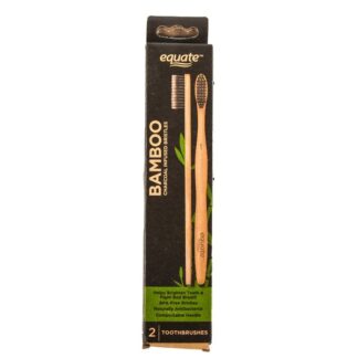 Equate Toothbrush Bamboo Charcoal Infused 2 Pk