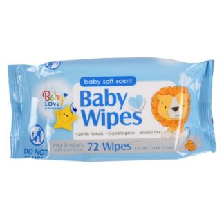 Baby Love Baby Soft Scent Wipes Blue 72 Ct