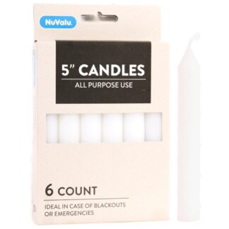 Nuvalu Candle All Purpose 5" 6Ct White