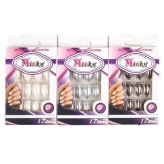 Marble Print Nails Clear Glitter Assorted 12Ct