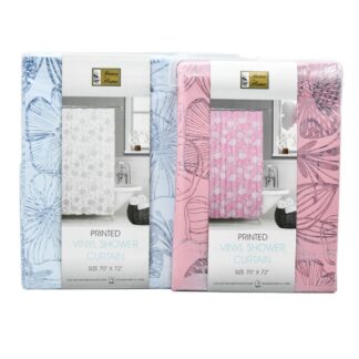 Shower Curtain Vinyl Printed 70X72' Asst Clrs