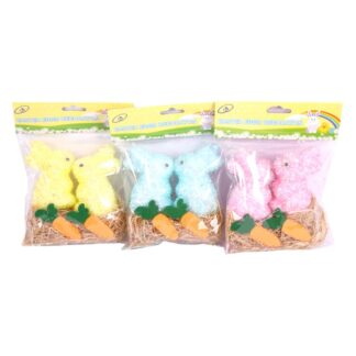 He Easter Deco 2Pcs Rabbit 10Cm/2Pcs Carrot 7Cm