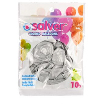 Salver Balloons Metallic Silver 12 In 10 Pk