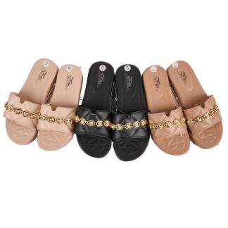 Women'S Sandal W/Metal Detail Asst Color & Size