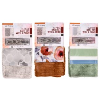 Bath Set W/Print 14 Pc
