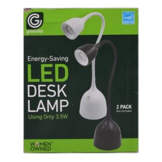Desk Lamp Led 2Pk Set Black, White Asst.