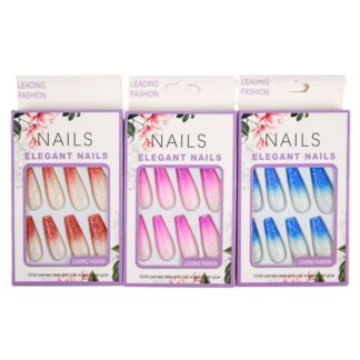 Beautiful False Nail Sparkle Colors 12 Pc