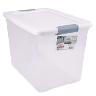 Sterilite 25Qt. Latching Box White Lid & Clear Base