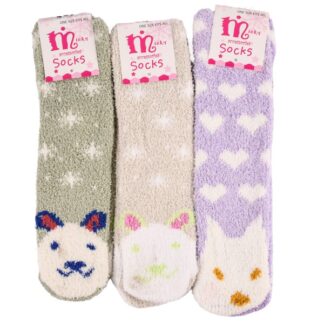Hw Women Cozy Sock W/Animal Face Asst 1Pr