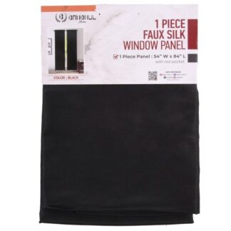 Faux Silk Window Panel Black 1Pc 54X84"