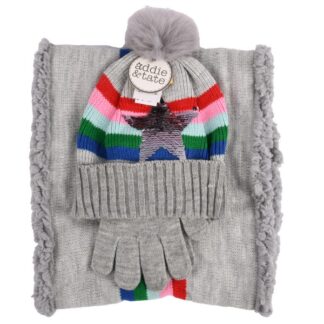 Hw Girls Hat W/Sequin/Neck Warmer/Gloves 3Pc