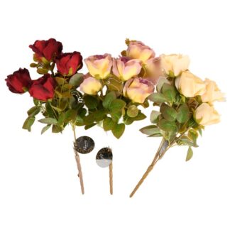 Plastic Rose 5Heads Asst 3Color