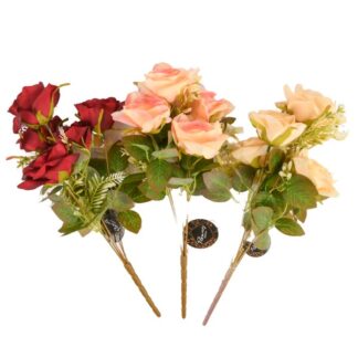 Plastic Rose 5Heads Asst 5Color