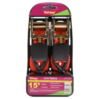 Ratchet Tie Down Straps 2Pc 1"X15 Ft 15,000 Lb