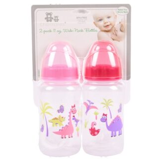 Baby Girl Wide Neck Bottle Dinosaur Pink 11 Oz 2 Pk
