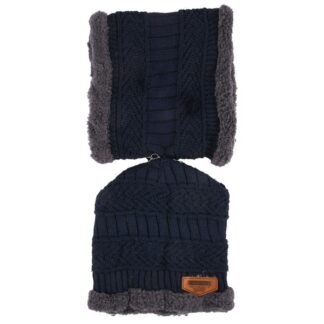 Hw Adult Beanie W/Neck Warmer Set Blue/Gray