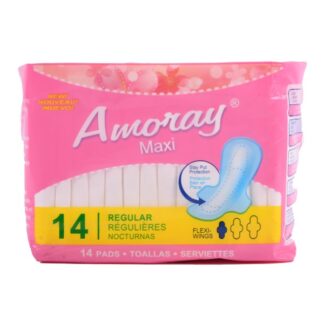 Amoray Maxi Pads W/Wings Regular 14 Ct