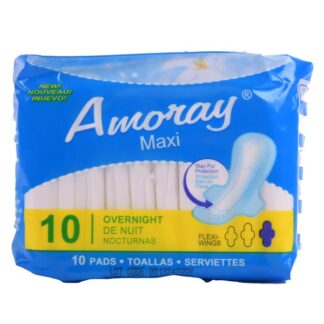 Amoray Maxi Pads W/Wings Overnight 10 Ct