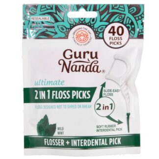 Guru Nanda 2In1 Floss Pick Wild Mint 40 Ct
