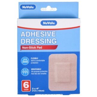 Nuvalu Dressing Adhesive Bandage Brown 3In X 4In 6 Pc