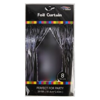 Metallic Fringe Curtain Black 3X8"