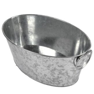 Oval Tin Bucket W/Handle 13.6"