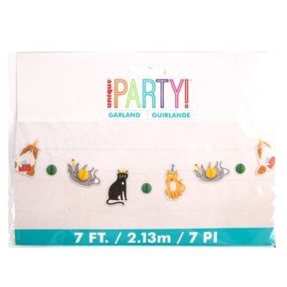 Pawty Cat Cutout Banner W/Honeycomb Tissue