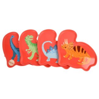 Wheat Straw Plate Asst Dino Red 4 Ct