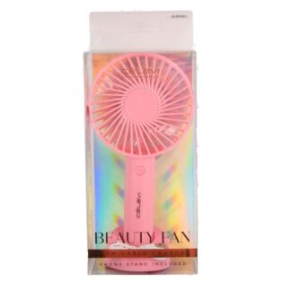 Fan W/Cable Charger & Phone Stand Pink