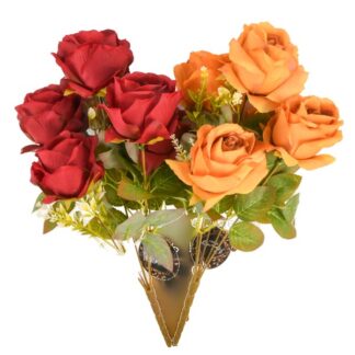 Plastic Rose 5 Head Asst 2-Color 16.41"