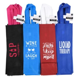 Wine Bottle Wine Non-Woven Asst Print 13.75X4.3X3"