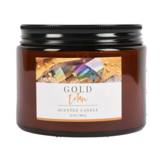 Amber Mason Jar W/Blk Lid Gold Titan 13 Oz