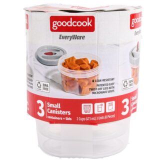 Goodcook Plastic Food Canisters W/Lids Sm 473 Ml 3 Pc
